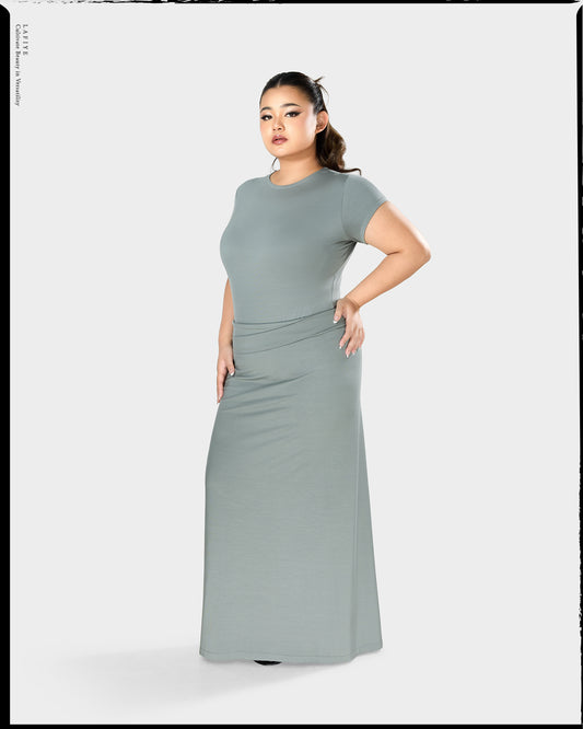 Ode Sculpting Folded Skirt in Clover
