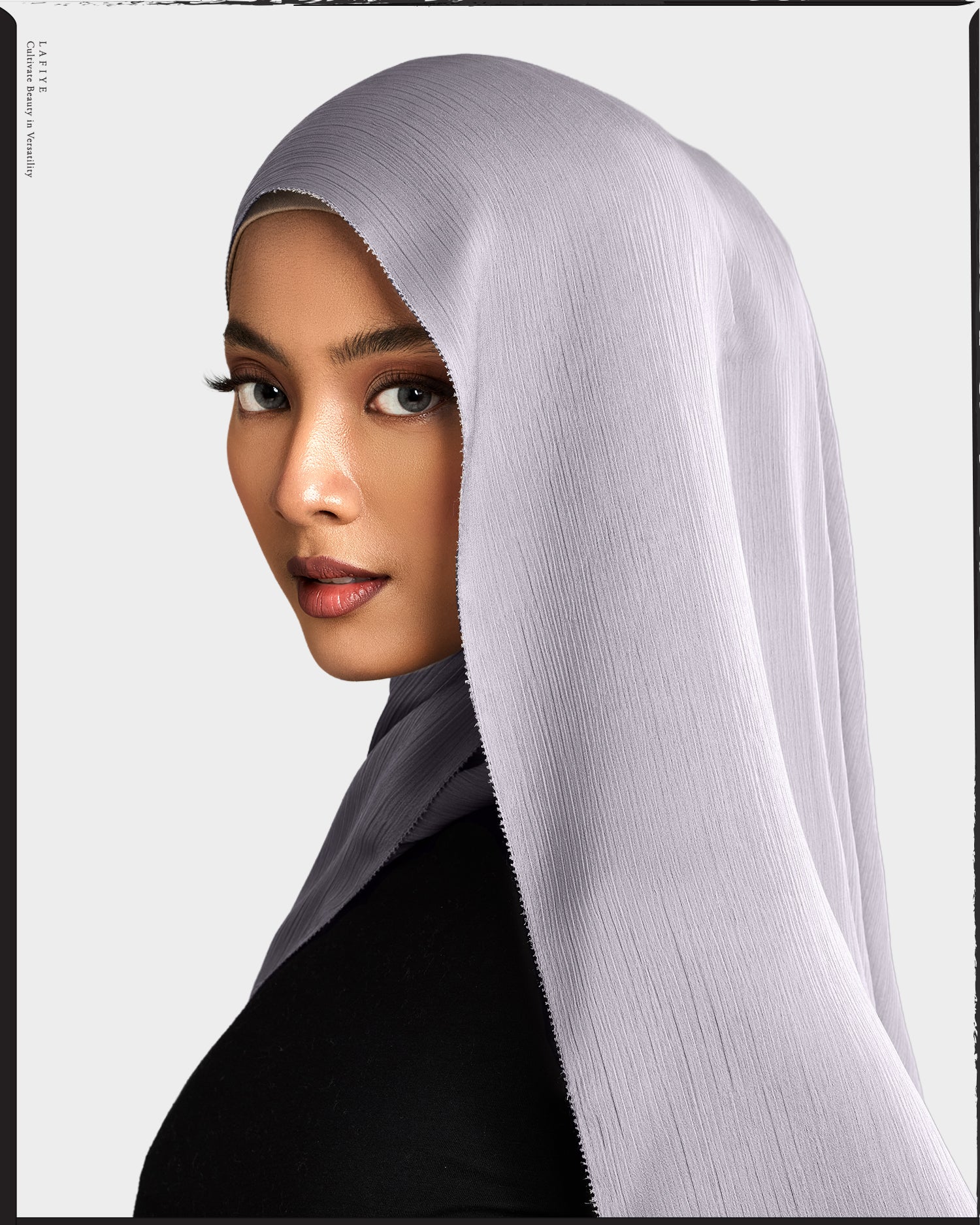 Premium Textured Silk Scarf in Snowstone