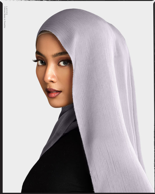 Premium Textured Silk Scarf in Snowstone