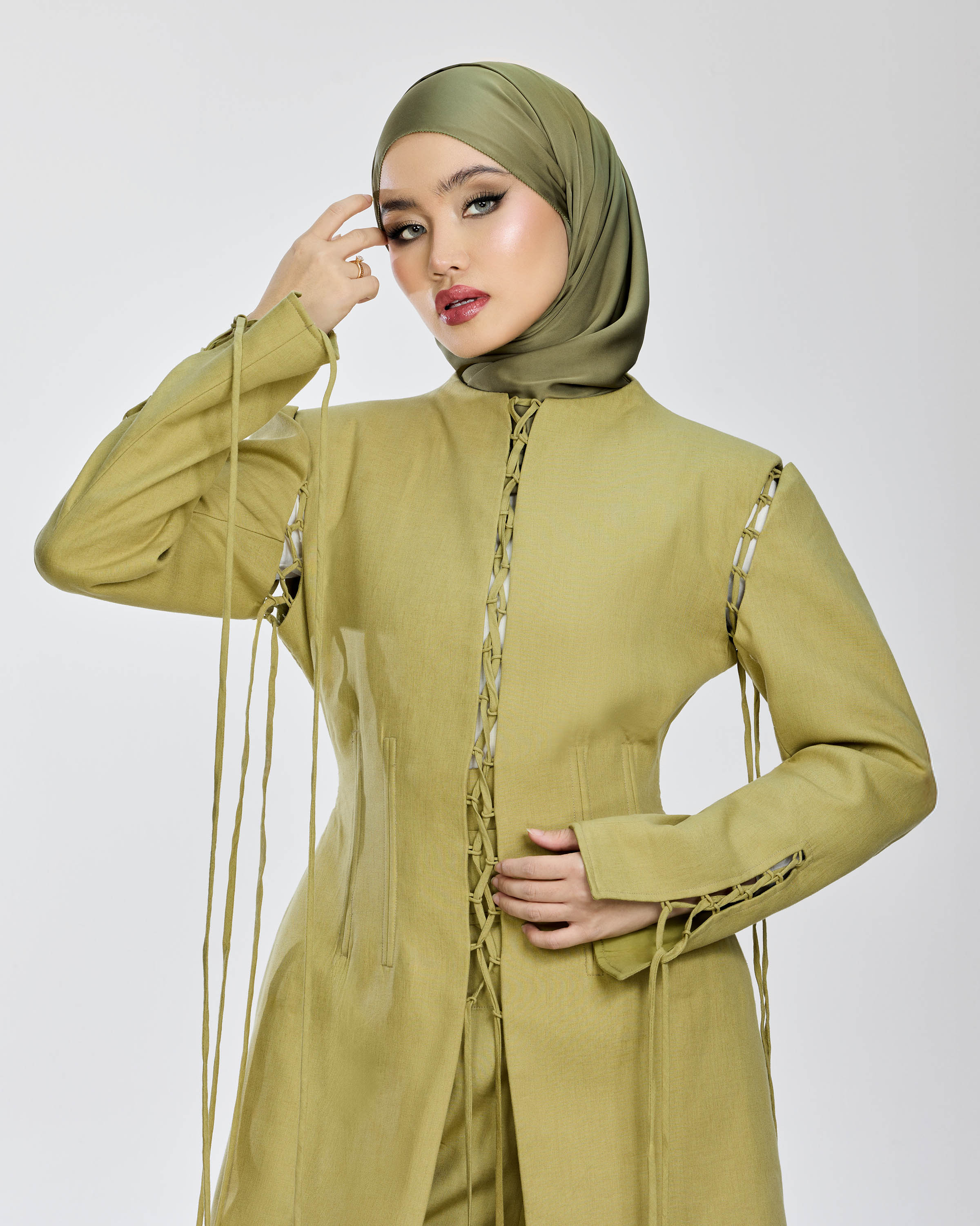 Lane Linen Coat in Green