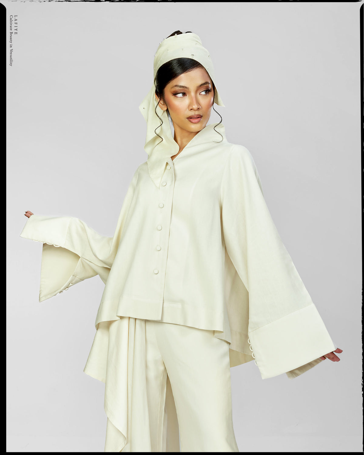 Lane Linen Flared Top in Cream