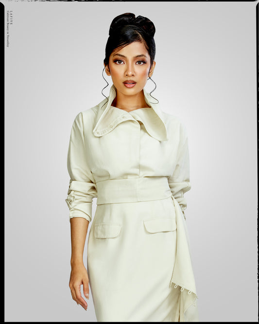 Lane Linen High Neck Top in Cream