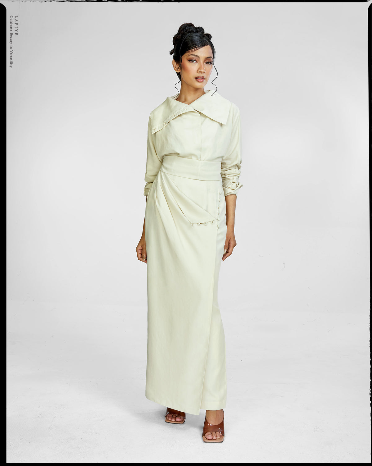 Lane Linen Wrap Skirt in Cream