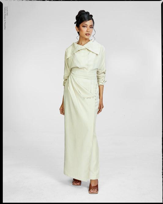 Lane Linen Wrap Skirt in Cream
