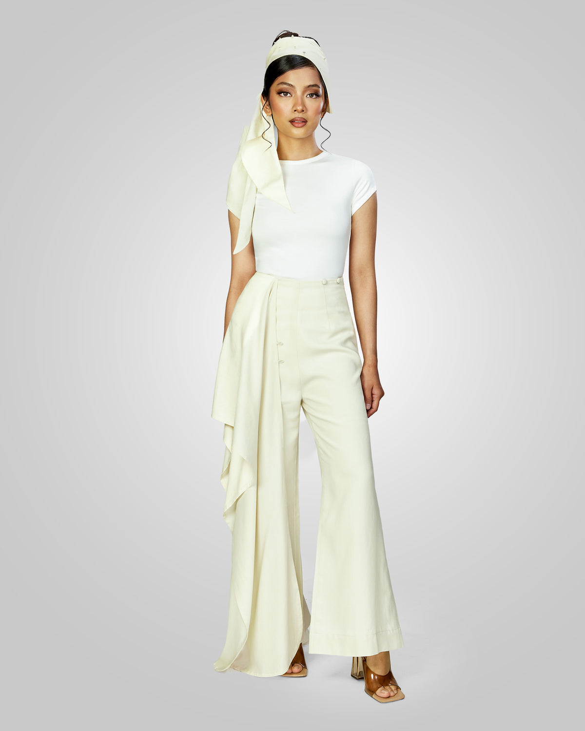 Lane Linen Layered Trousers in Cream