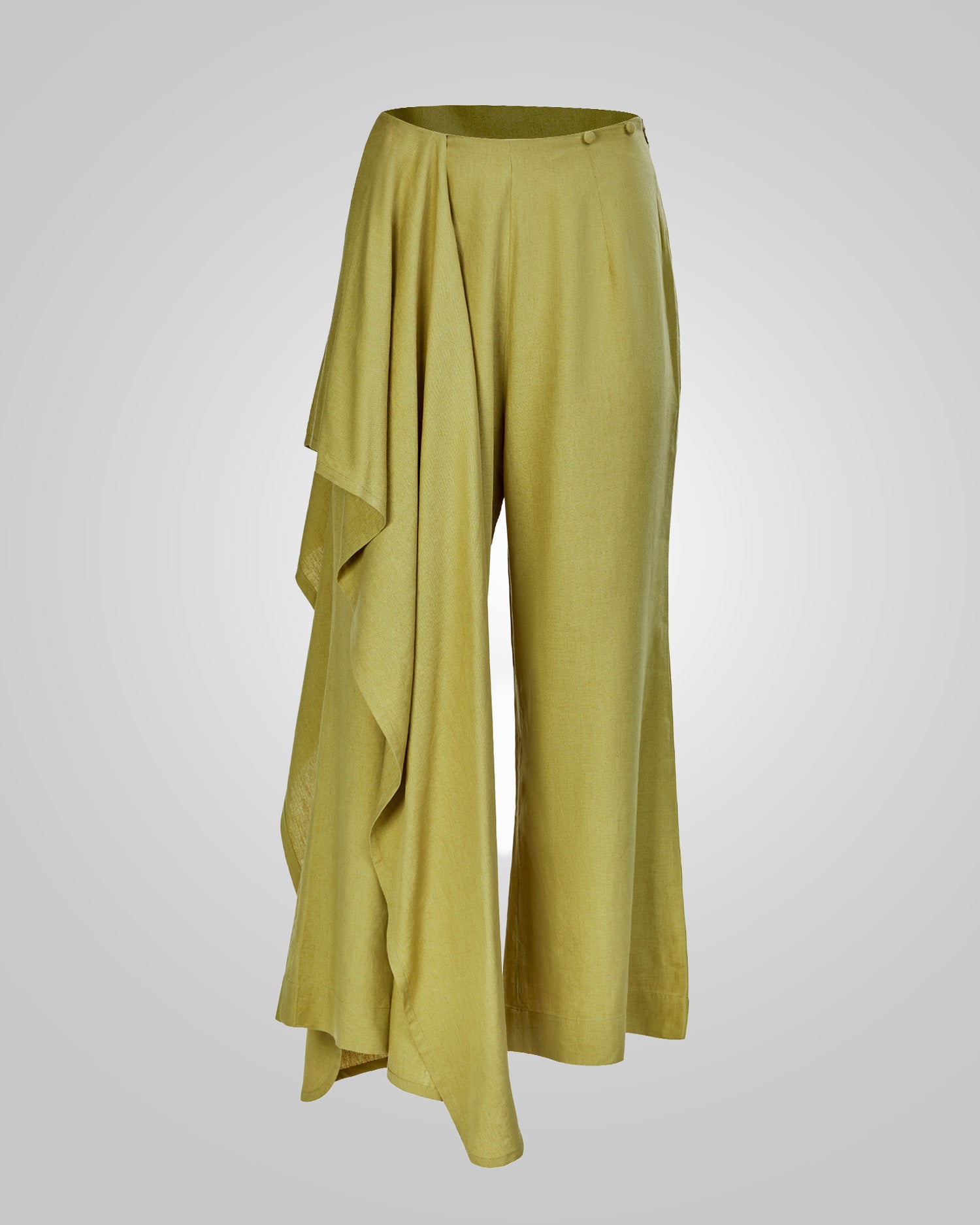Lane Linen Layered Trousers in Green