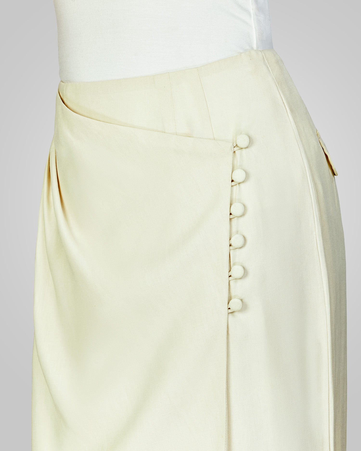 Lane Linen Wrap Skirt in Cream