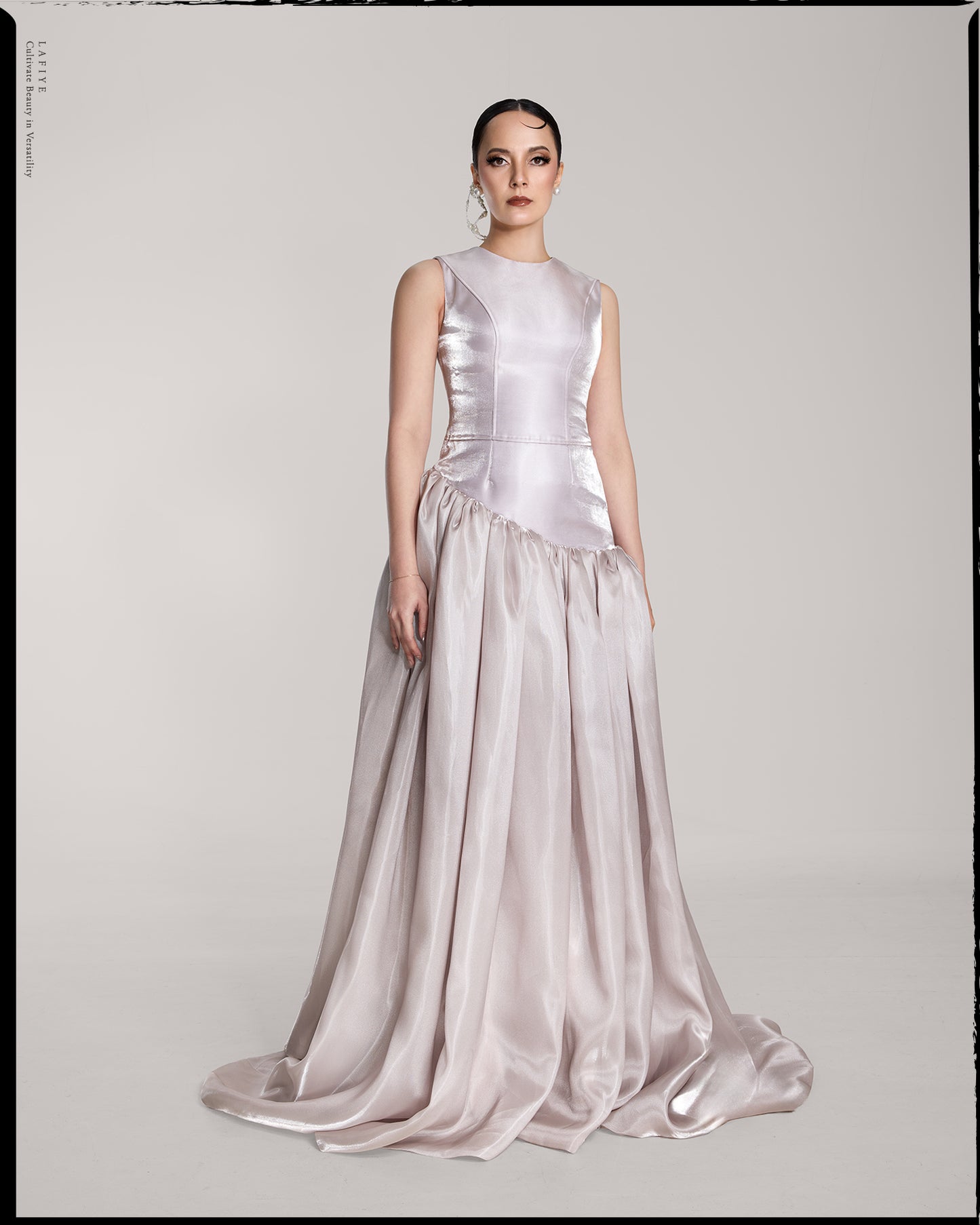 Drop Waist Liquid Organza Ball Gown