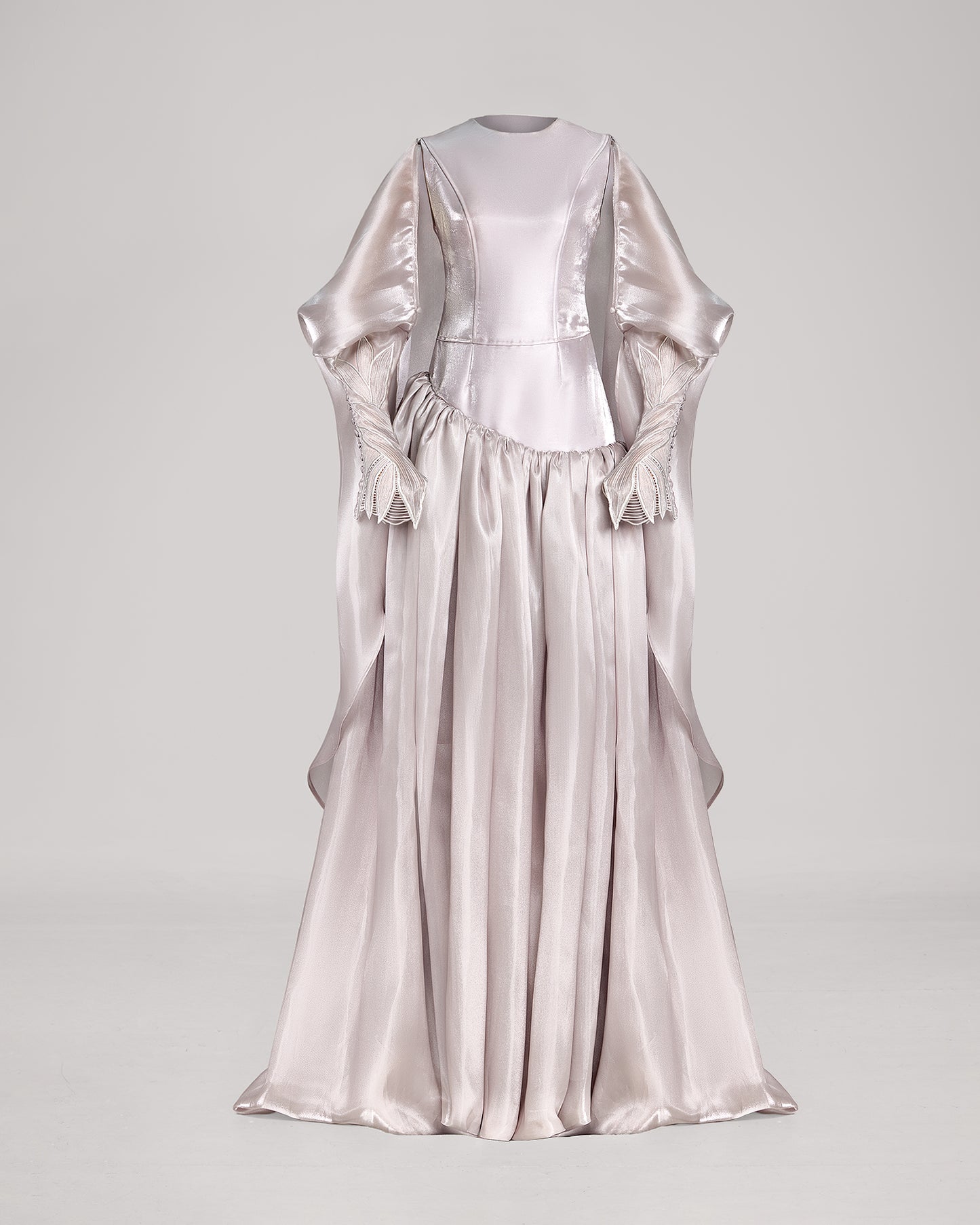 Drop Waist Liquid Organza Ball Gown
