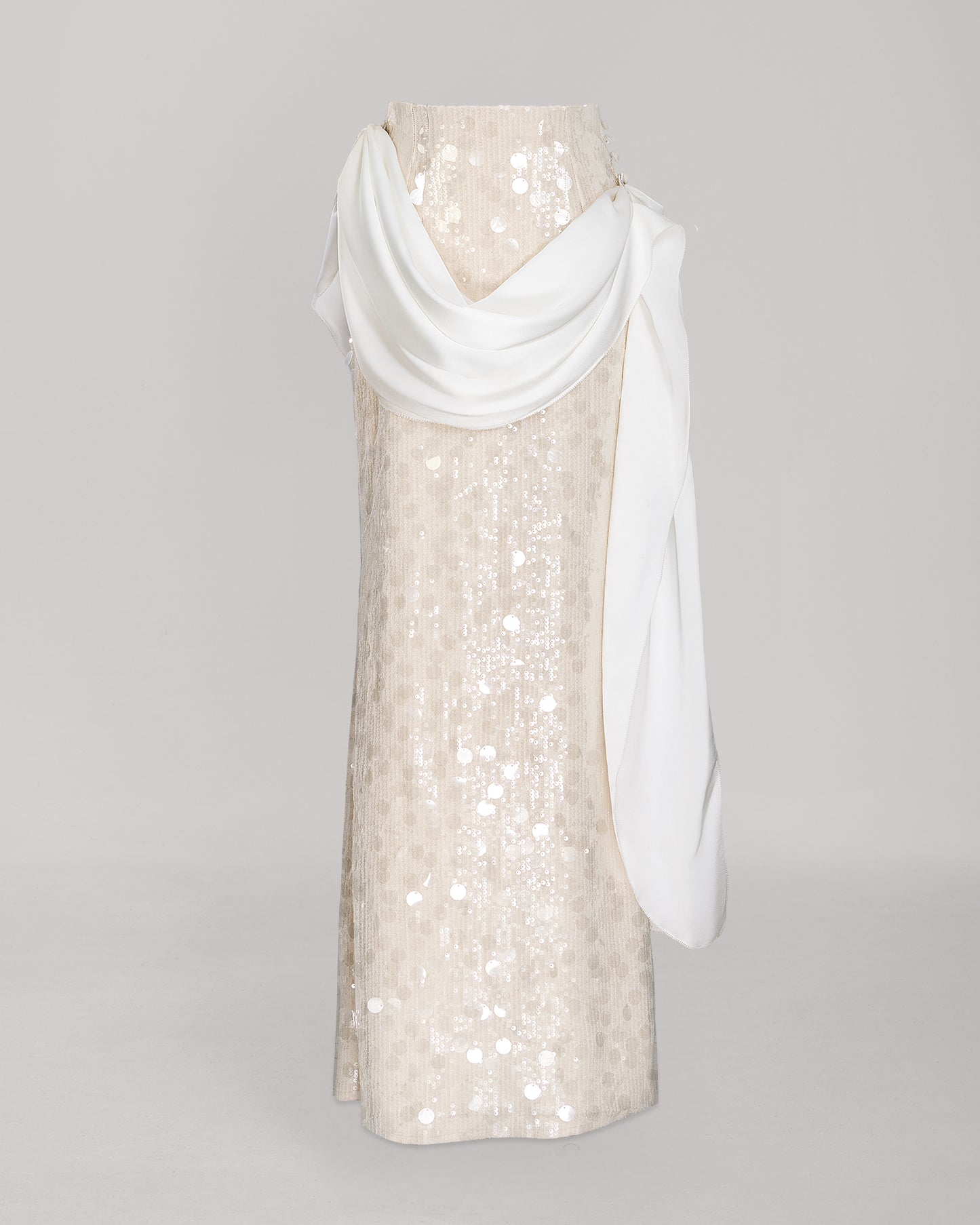 Sequin Maxi Skirt with Detachable Drape