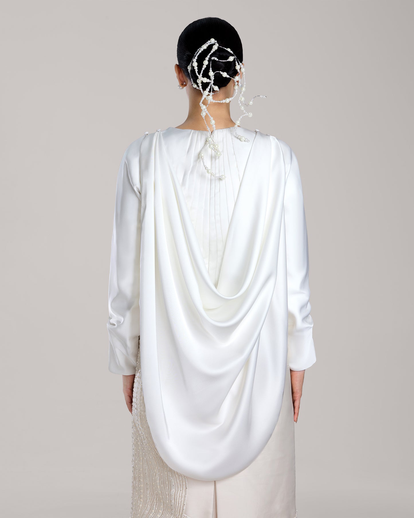 Two-Toned Dress with Detachable Drape