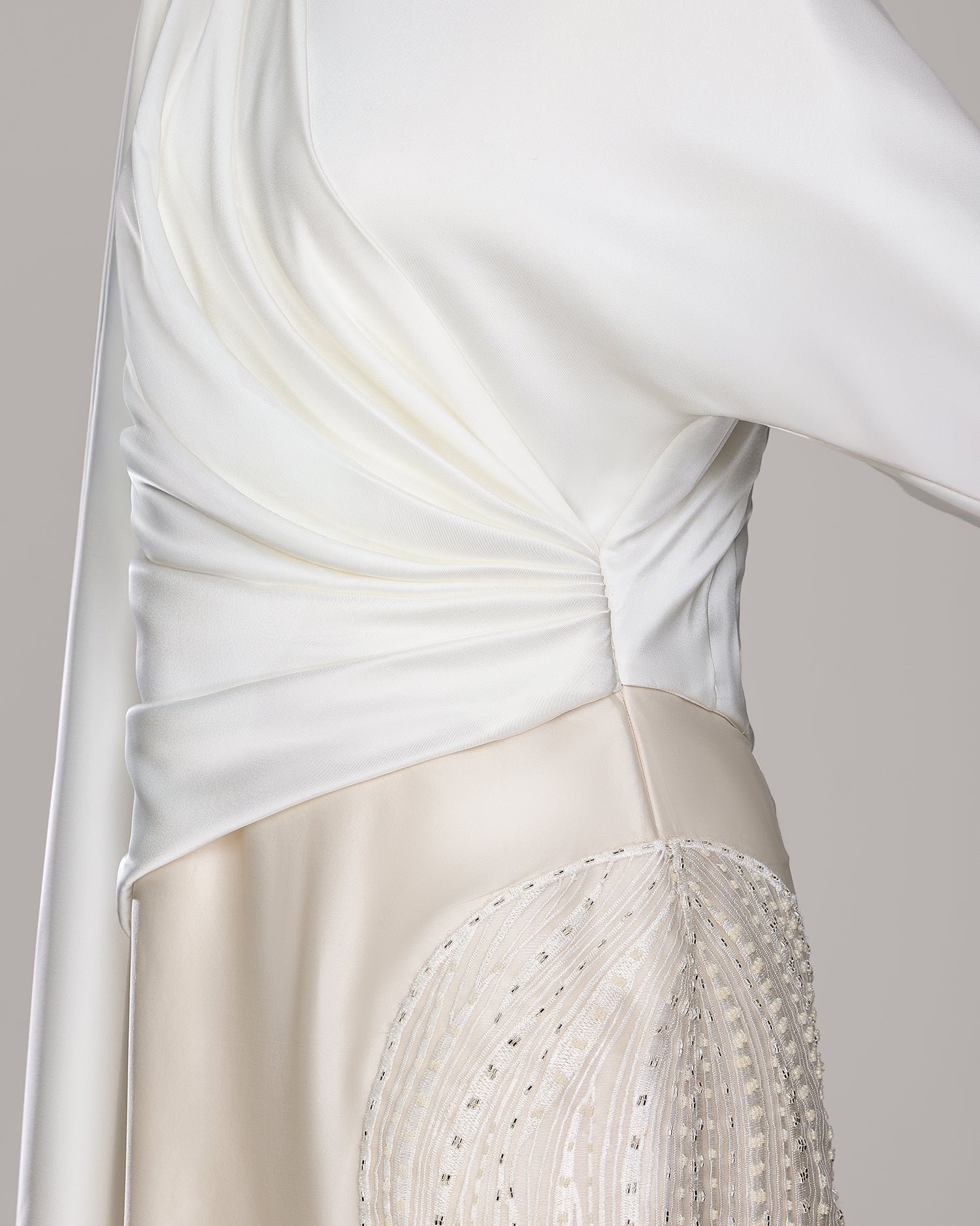 Two-Toned Dress with Detachable Drape