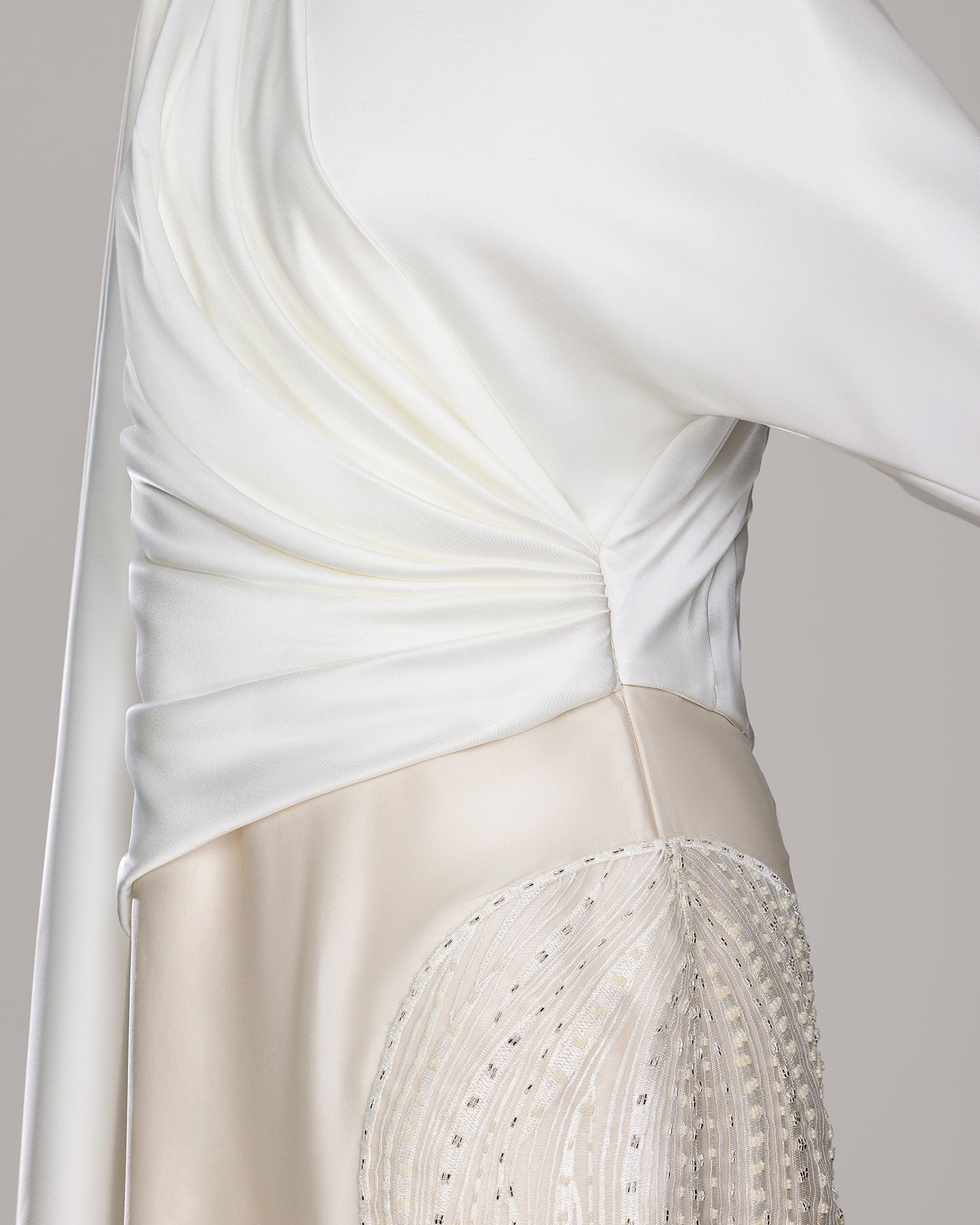Two-Toned Dress with Detachable Drape