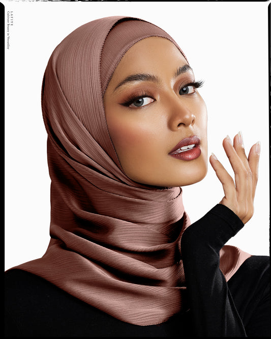 Premium Textured Silk Scarf in Russet