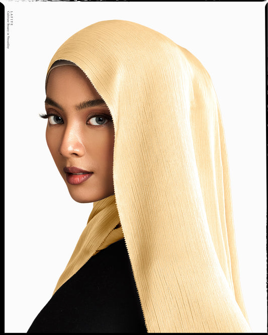 Premium Textured Silk Scarf in Sunset