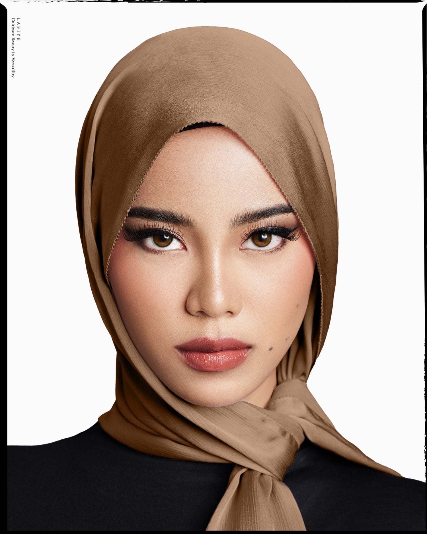 Premium Textured Silk Scarf in Umber