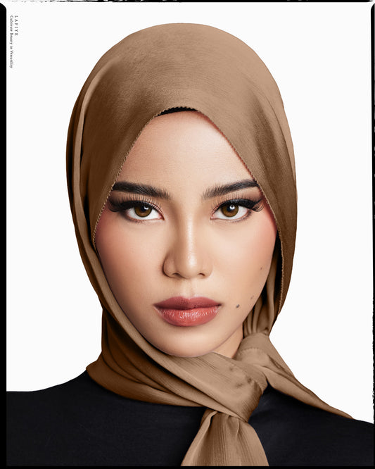 Premium Textured Silk Scarf in Umber