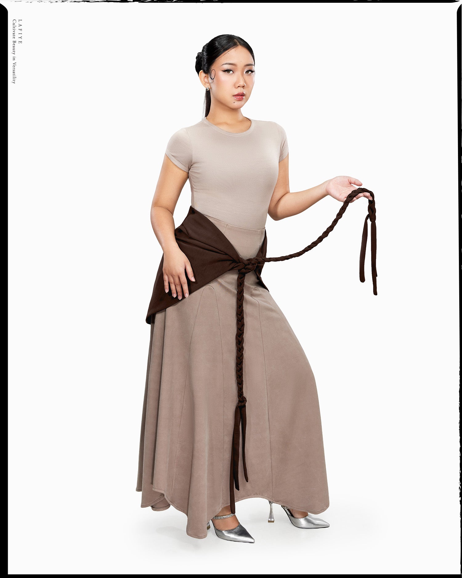 AirSens Long Braiden Shawl in Deep Brown