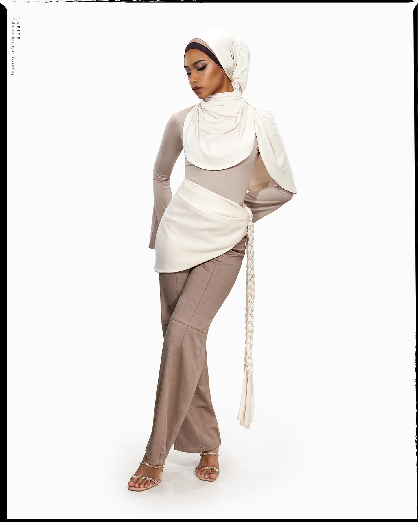 AirSens Long Braiden Shawl in Ivory