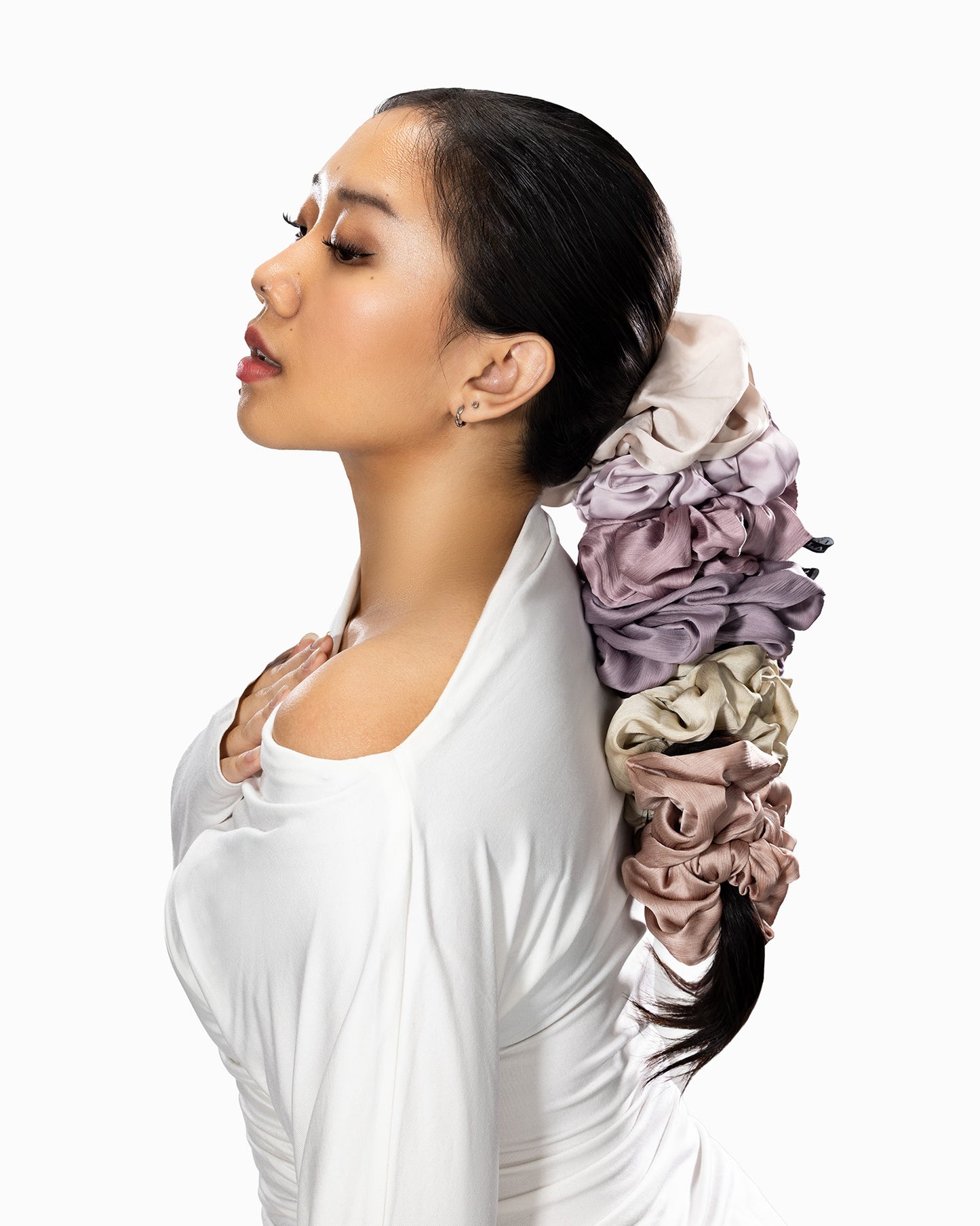 Textured Silk Scrunchie in Maudine