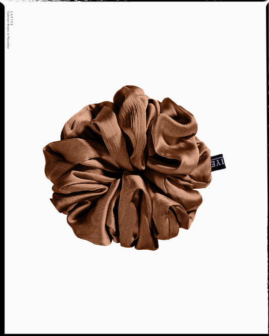 Textured Silk Scrunchie in Rosewood