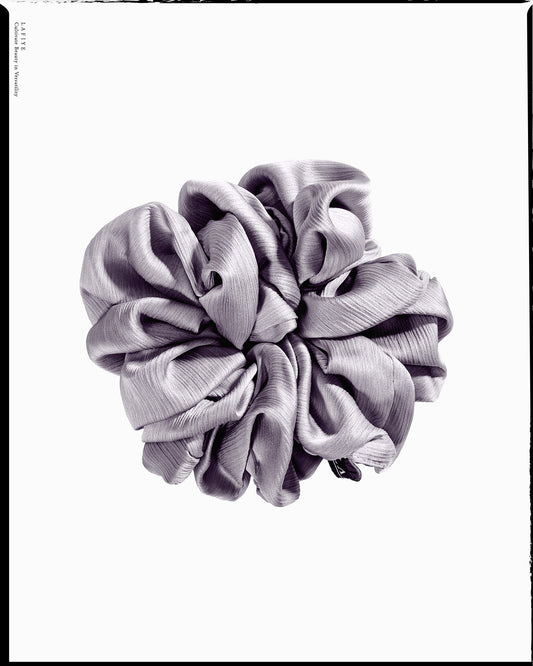 Textured Silk Scrunchie in Snowstone