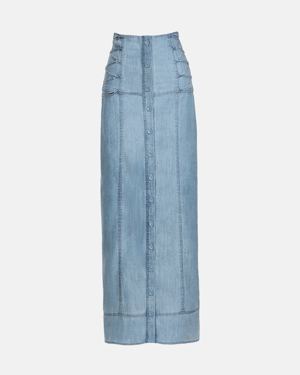 Lane Denim Straight Skirt in Light