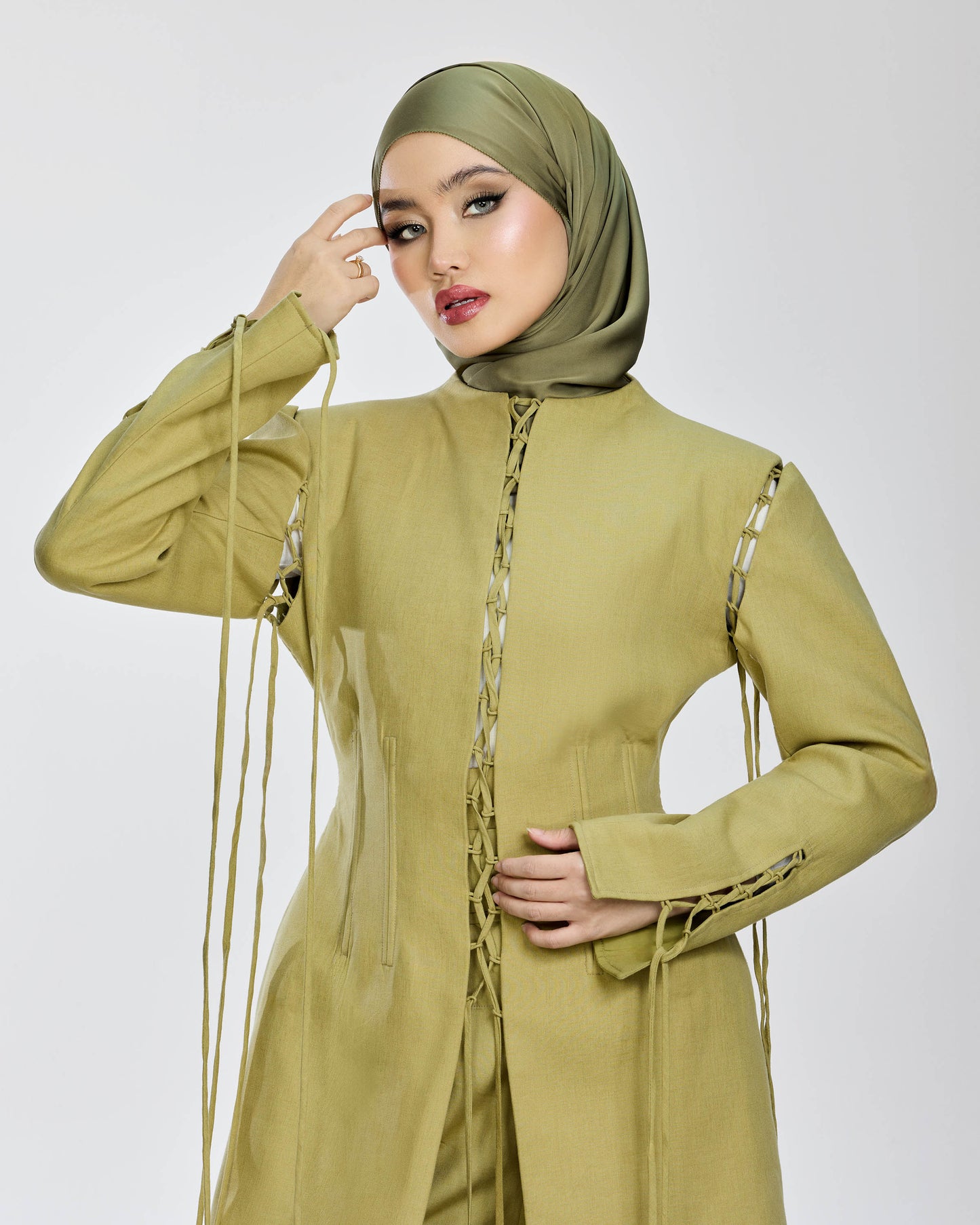Lane Linen Coat in Green