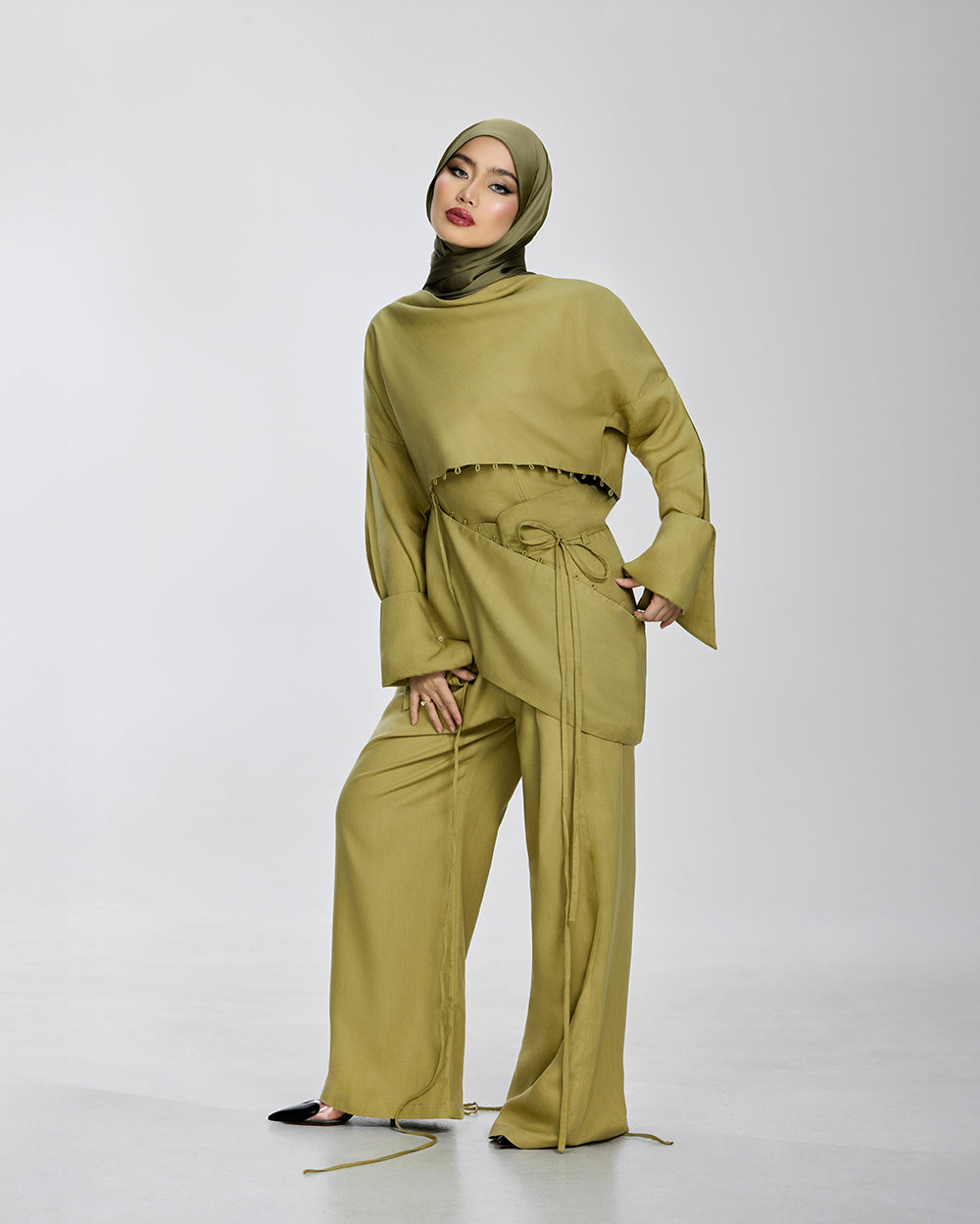 Lane Linen Detachable Top in Green